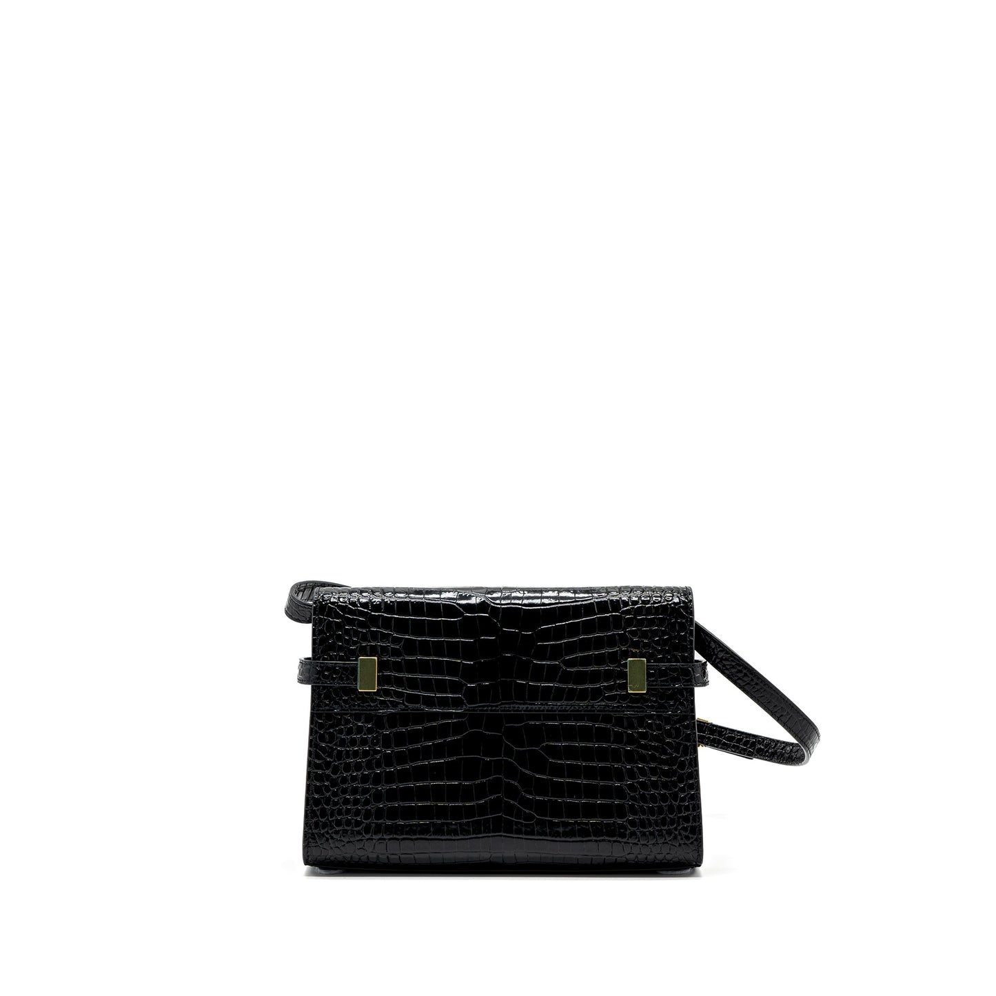 Saint Laurent Manhattan Mini Purse Crocodile-Embossed Black