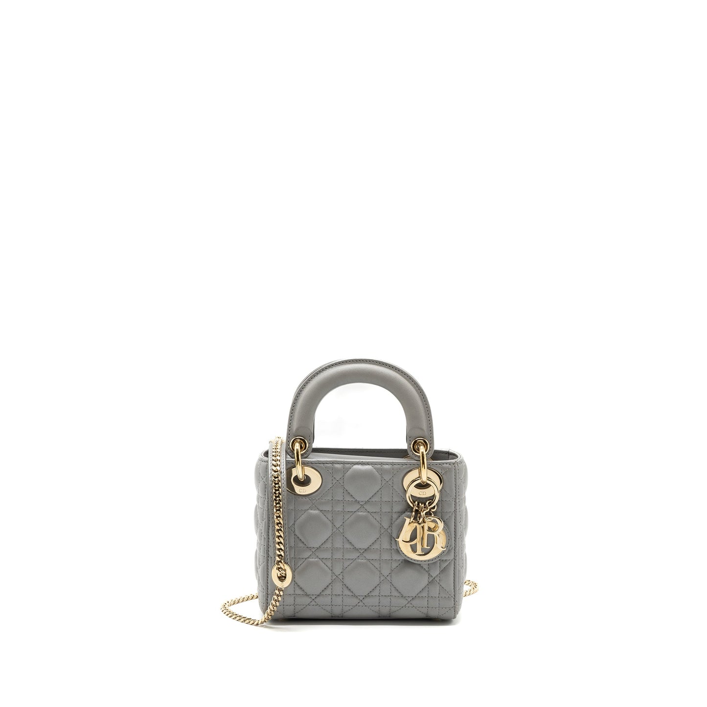 Dior mini lady dior lambskin grey
