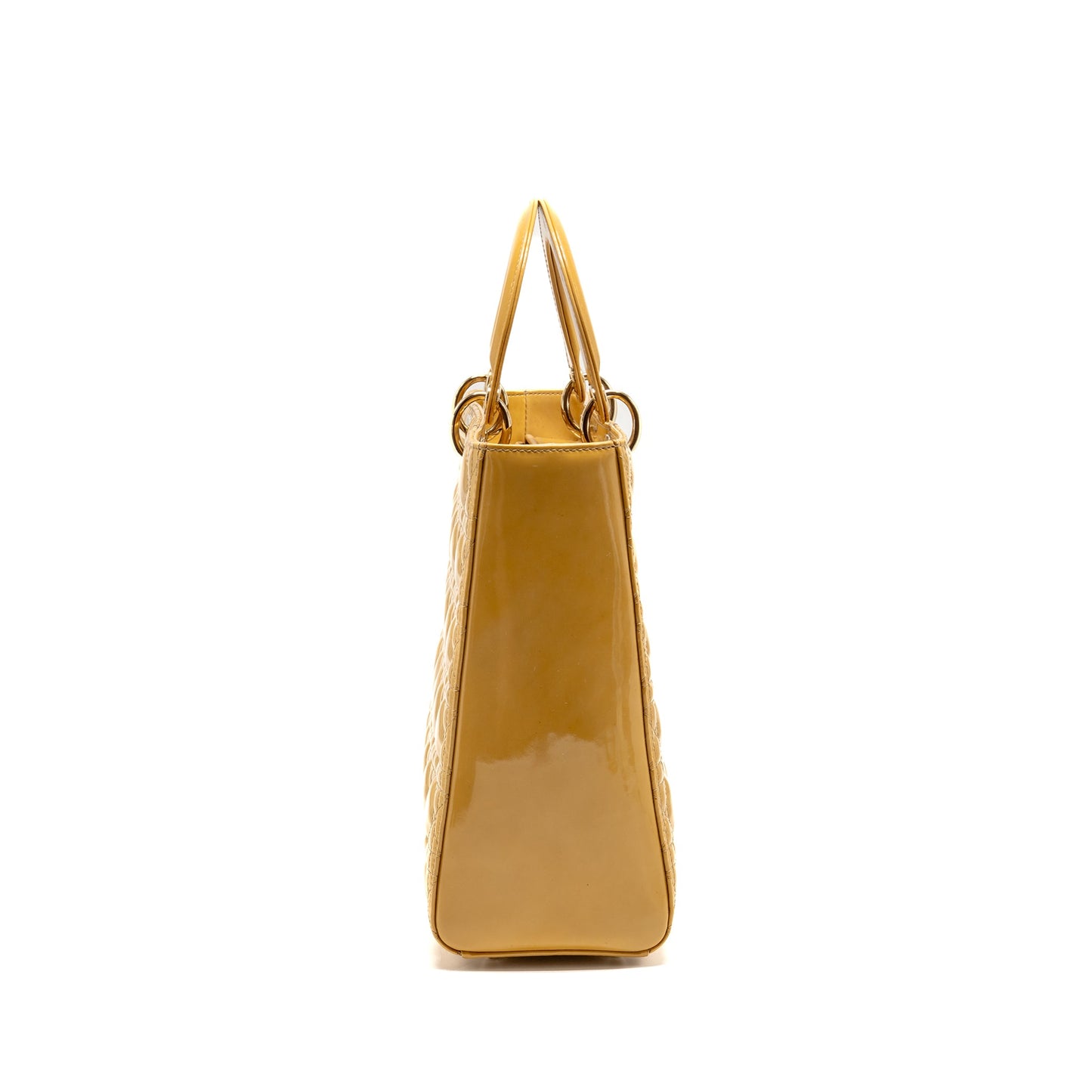Dior Large Lady Dior Patent Leather Beige