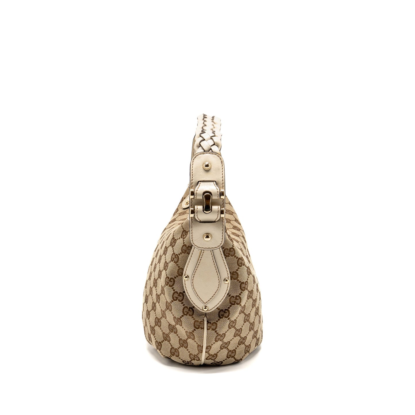 Gucci Pelham Hobo Purse Canvas / Leather Beige/White