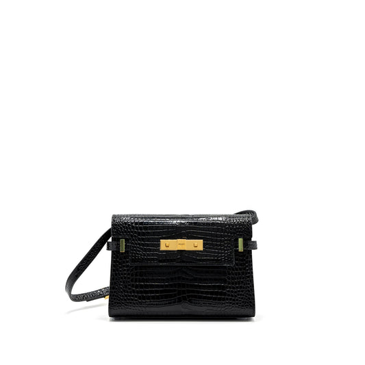 Saint Laurent Manhattan Mini Purse Crocodile-Embossed Black