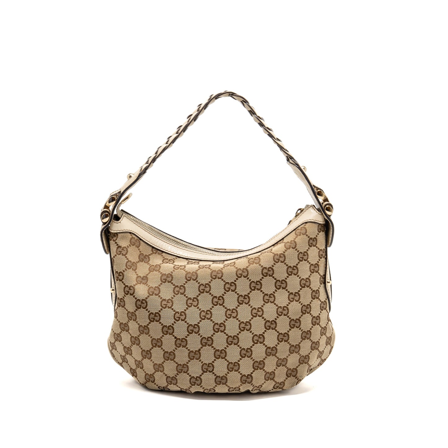 Gucci Pelham Hobo Purse Canvas / Leather Beige/White