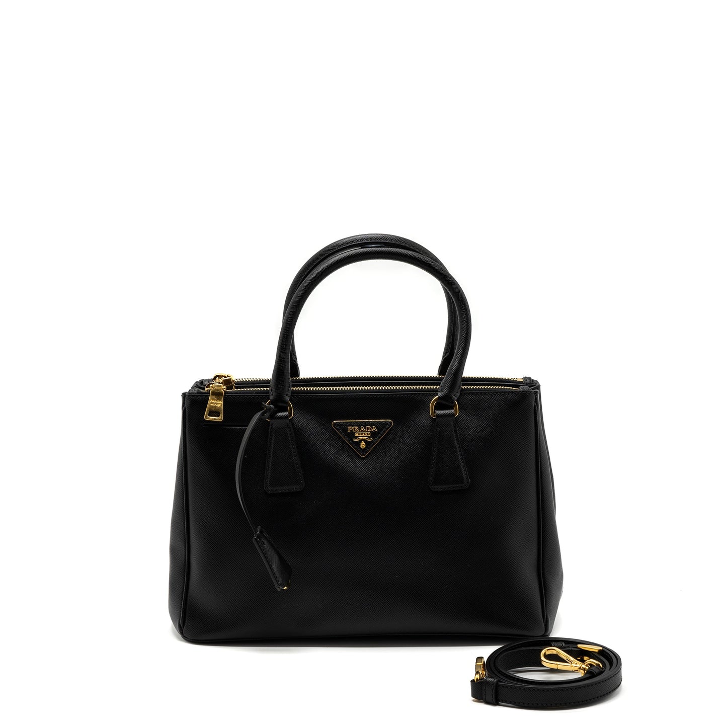 Prada double zip tote Purse saffiano calfskin black