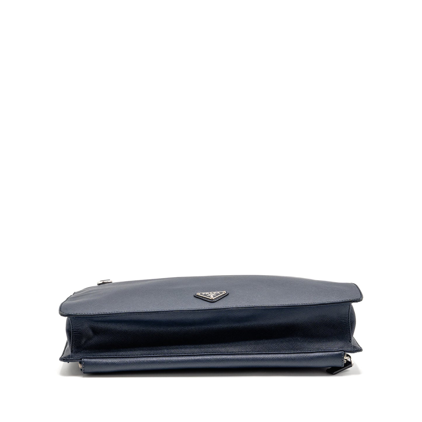 Prada Saffiano Travel Briefcase Calfskin Dark Blue
