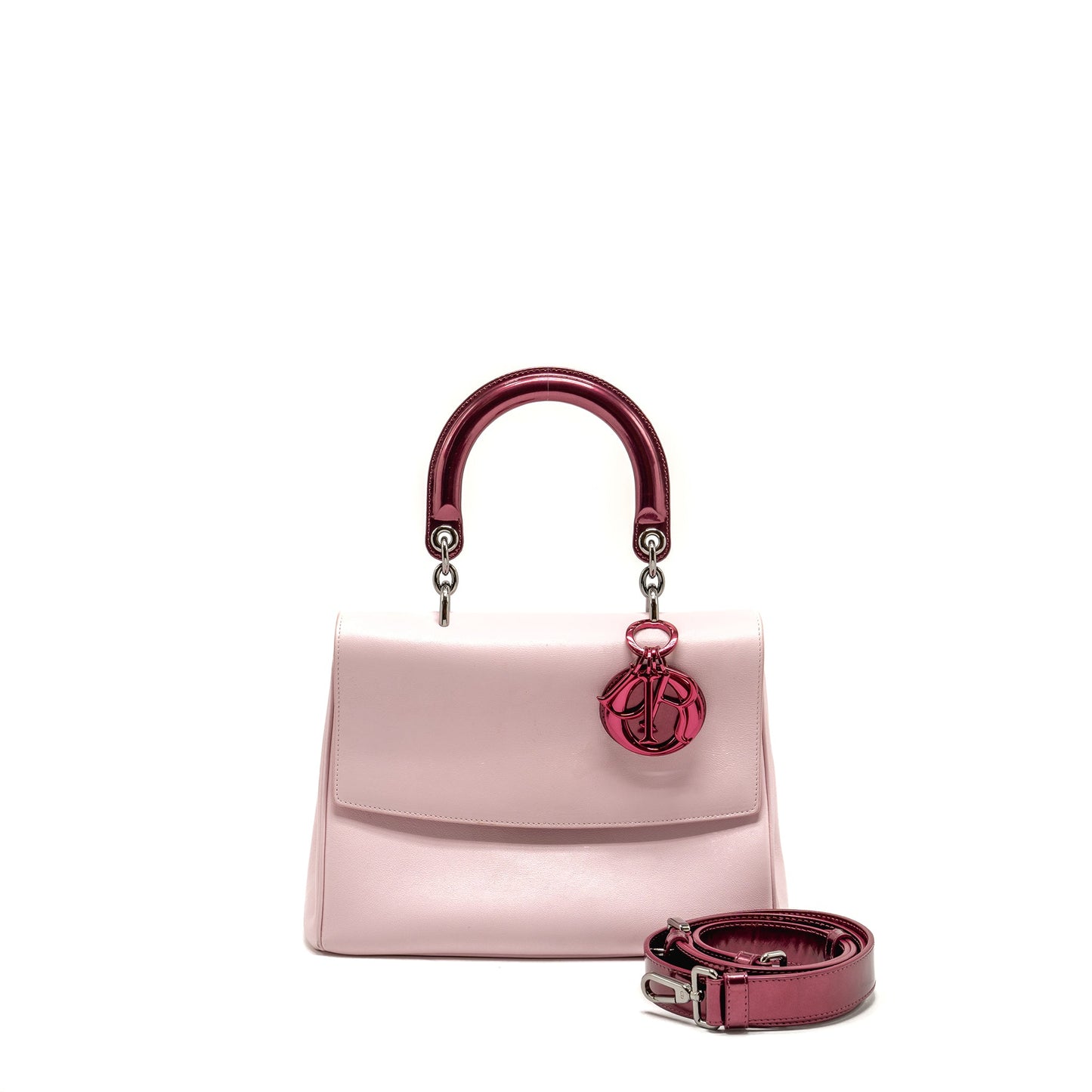 Dior Medium Be Dior Flap Purse Calfskin/Metallic Patent Pink