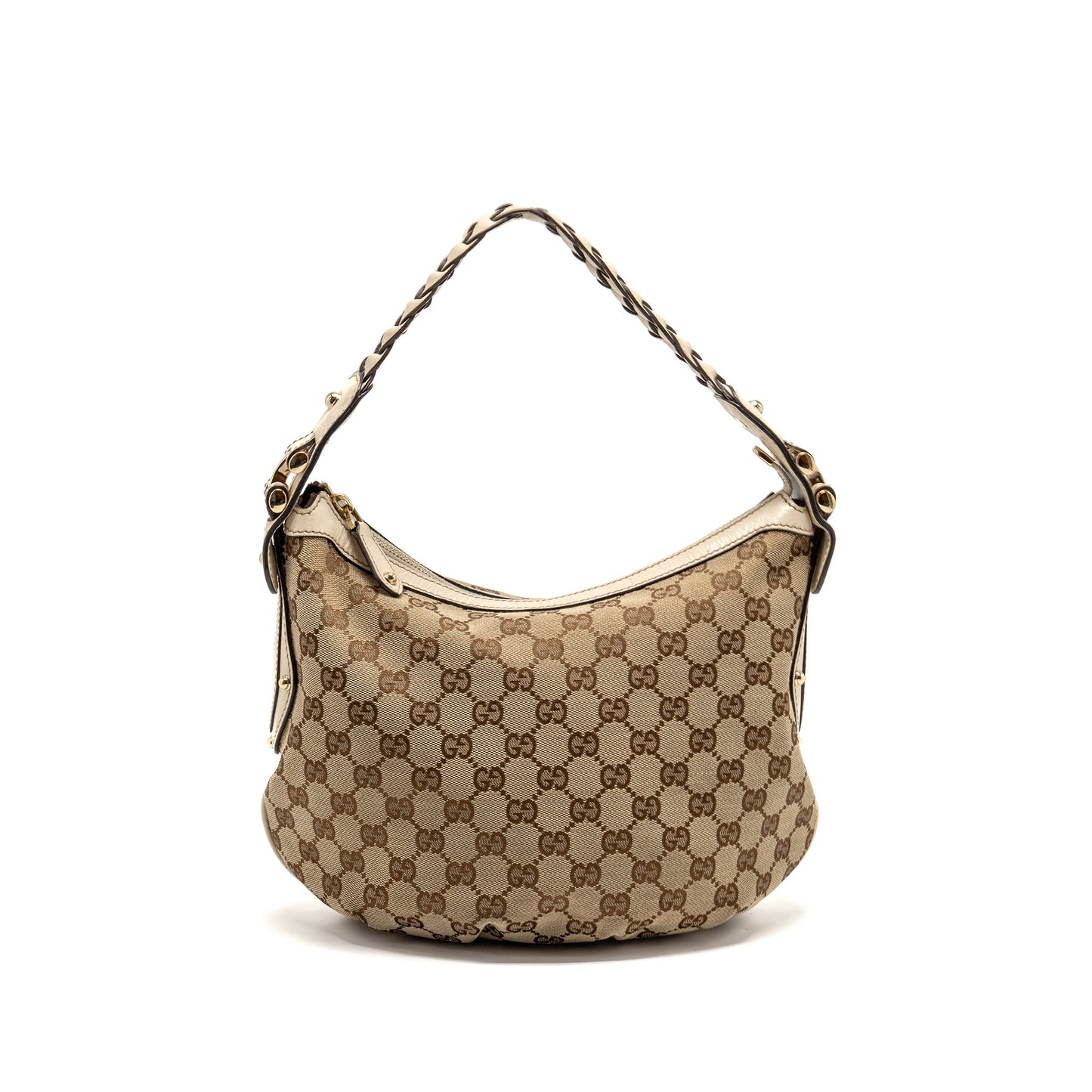 Gucci Pelham Hobo Purse Canvas / Leather Beige/White