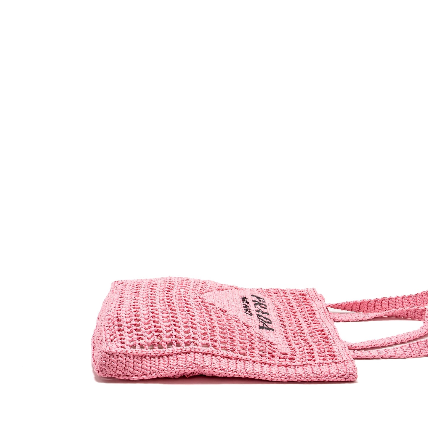 Prada Crochet Tote Purse Raffia Pink