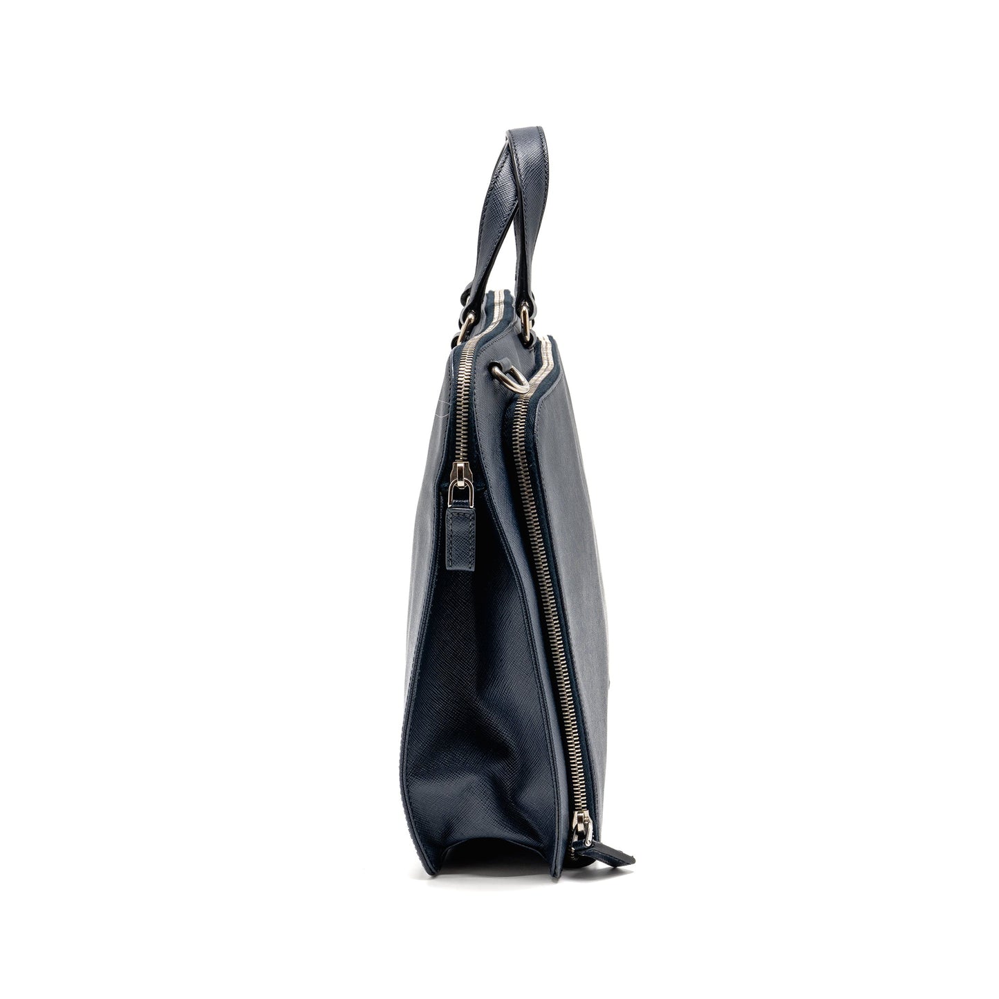 Prada Saffiano Travel Briefcase Calfskin Dark Blue