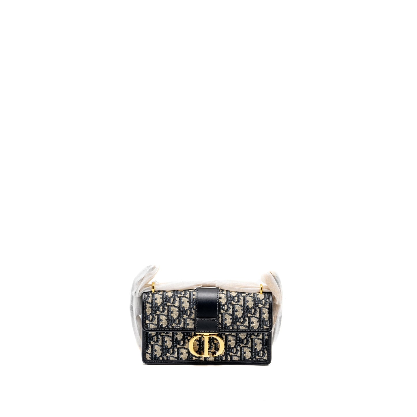 Dior 30 Montaigne East-West Purse with Chain Oblique Jacquard Blue