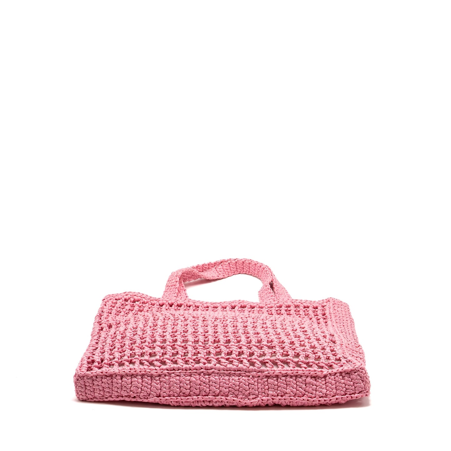 Prada Crochet Tote Purse Raffia Pink