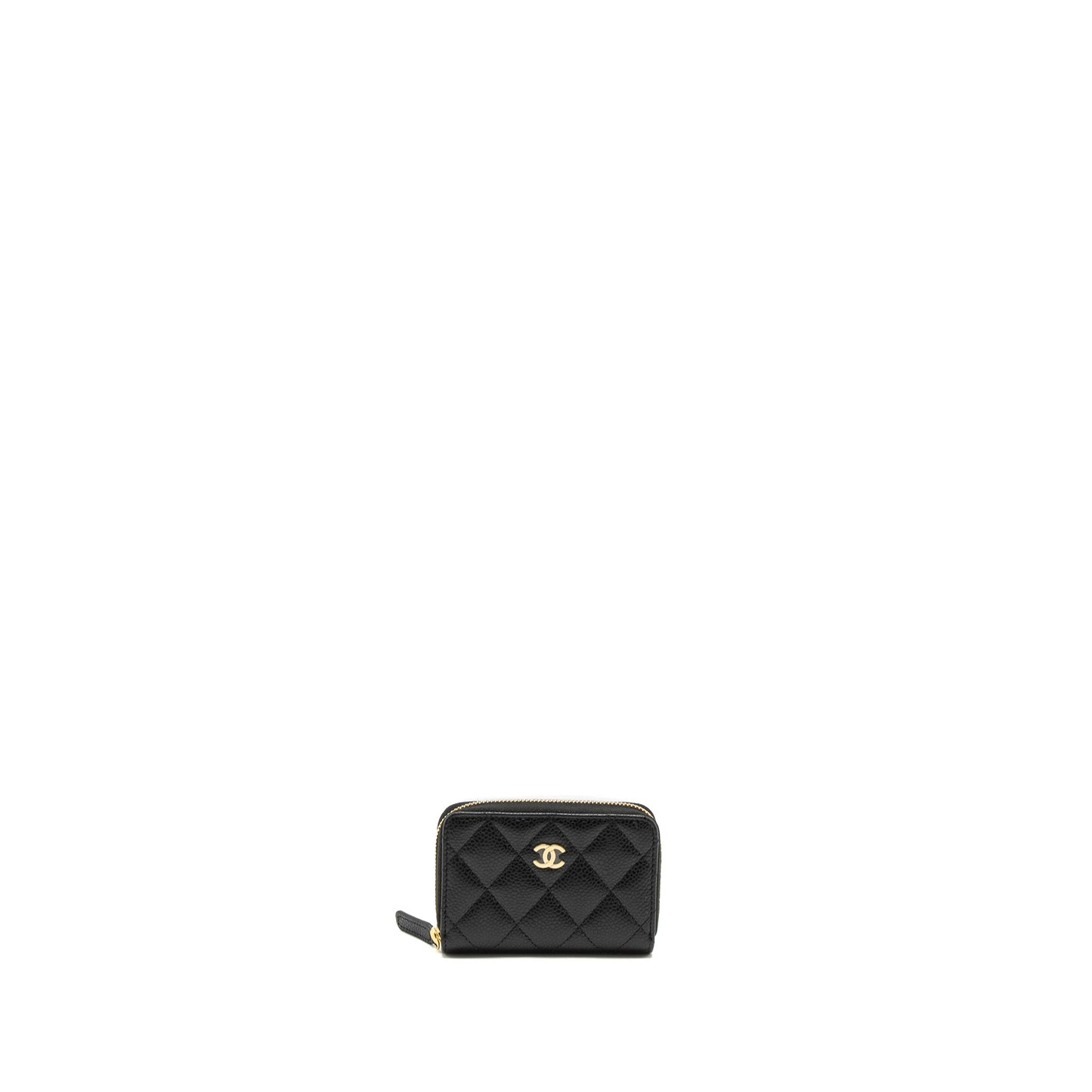Chanel Zip Card Holder Caviar Black GHW (Microchip)