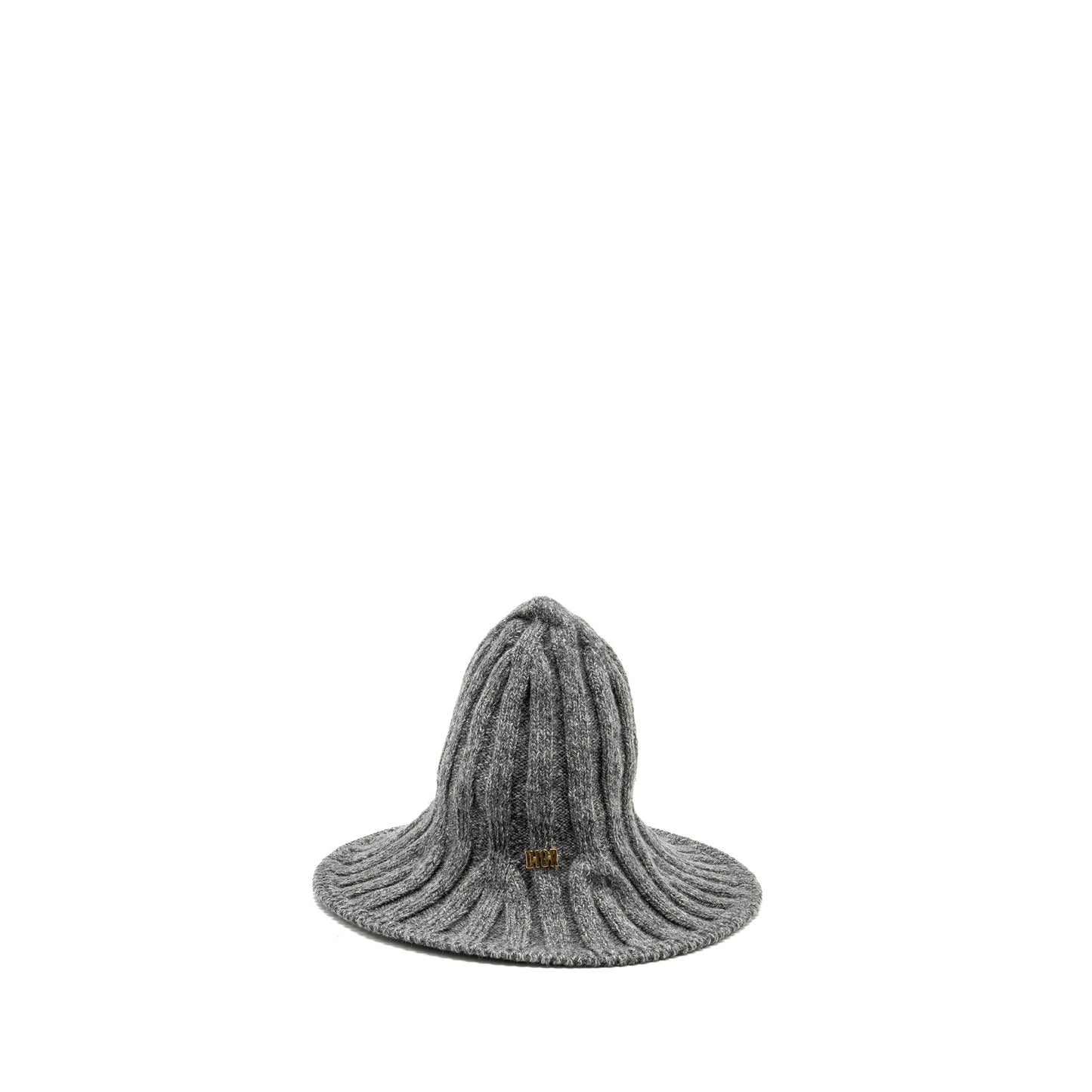 LETTER logo Wire-Brimmed Beanie Wool Grey