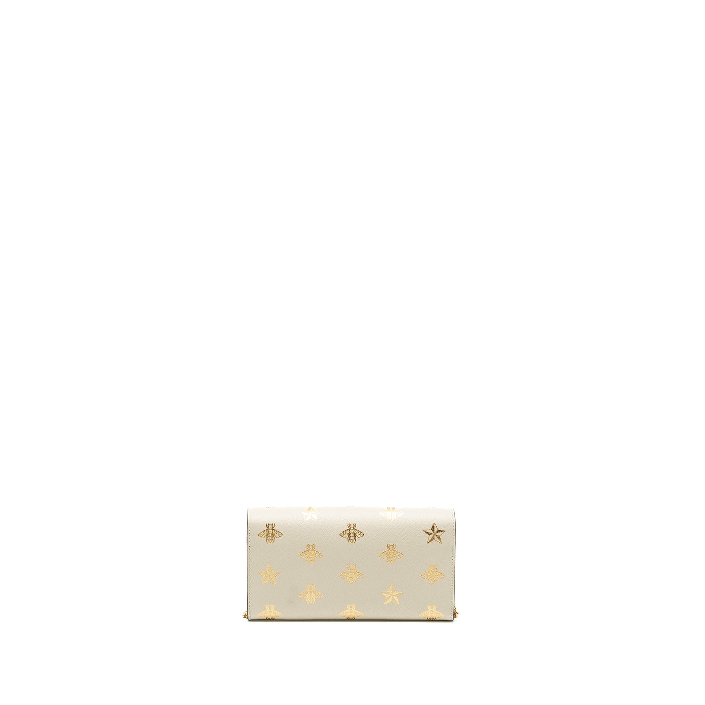 Gucci Mini Padlock Pouch With Chain with Bee Printed Calfskin White/Gold