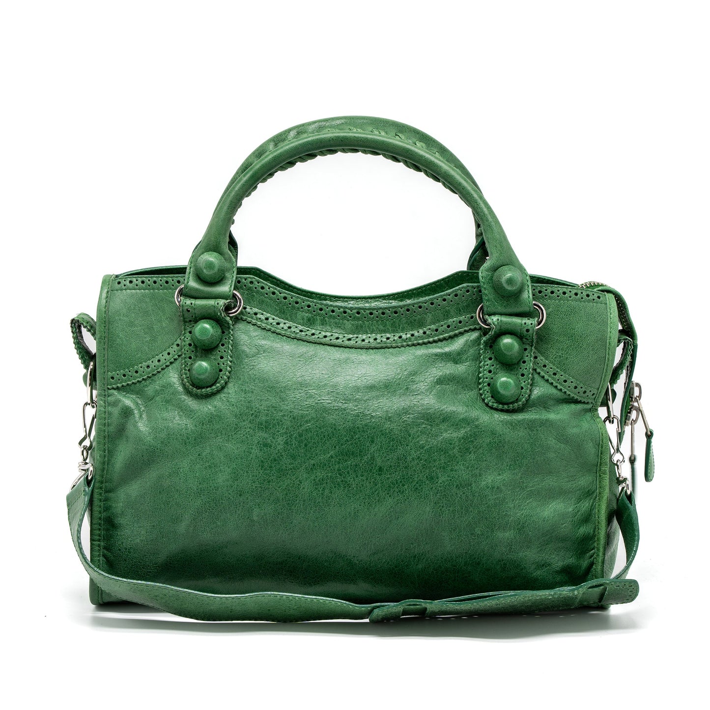 Balenciaga Lace City Purse Leather Green