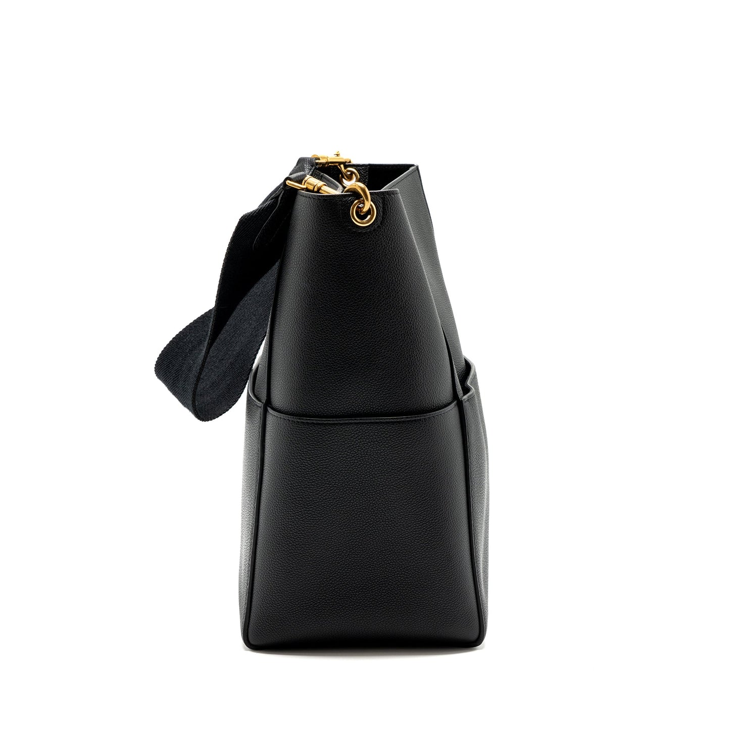 Celine Sangle Bucket Purse Grained Calfskin Black