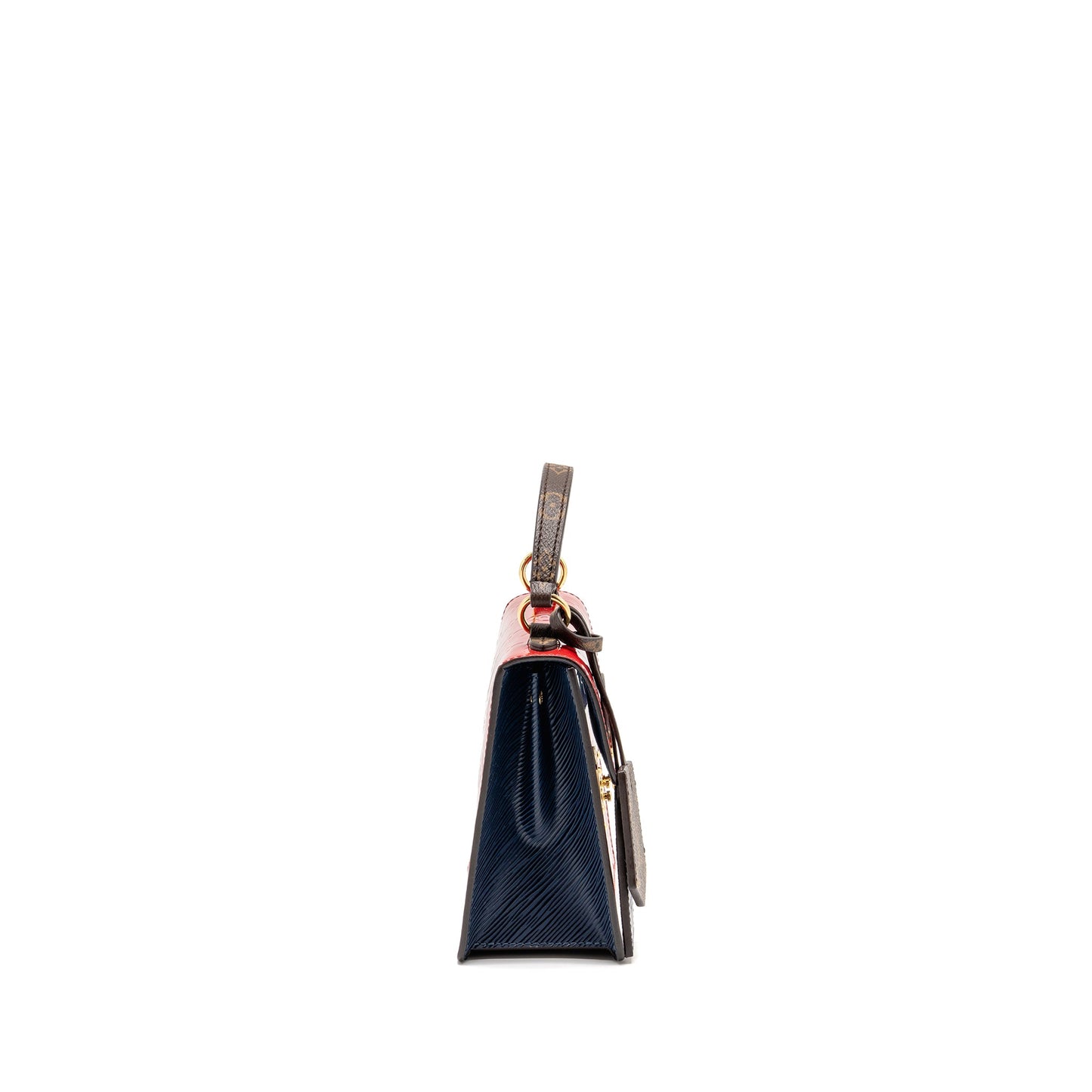 Louis Vuitton Spring Street Purse Patent//Monogram Canvas Red/Dark Blue/Brown