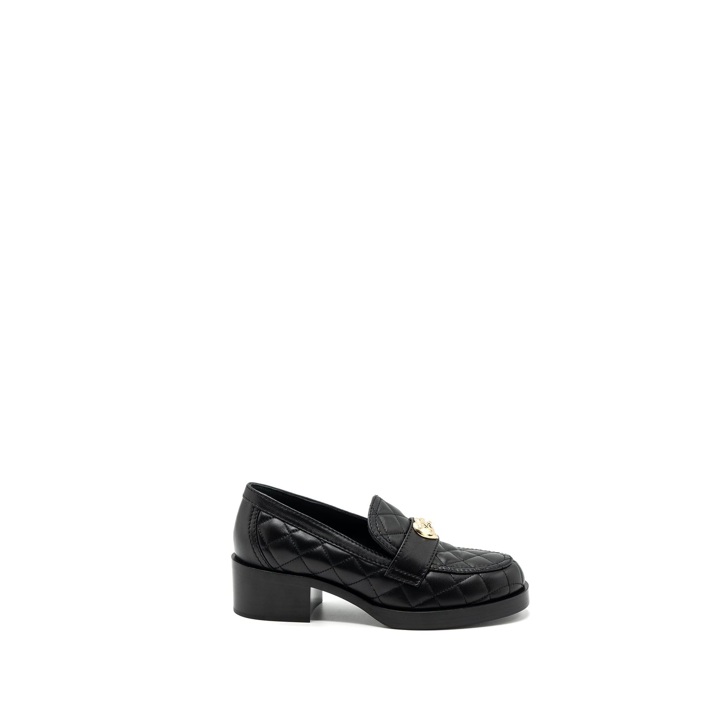 Chanel size 37 heart rock loafers leather black LGHW