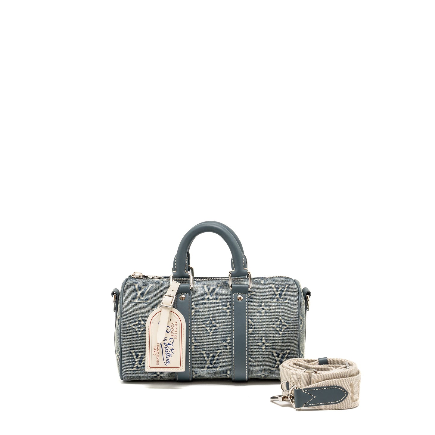 Louis Vuitton Keepall Bandouliere 25 Washed Denim Canvas Blue