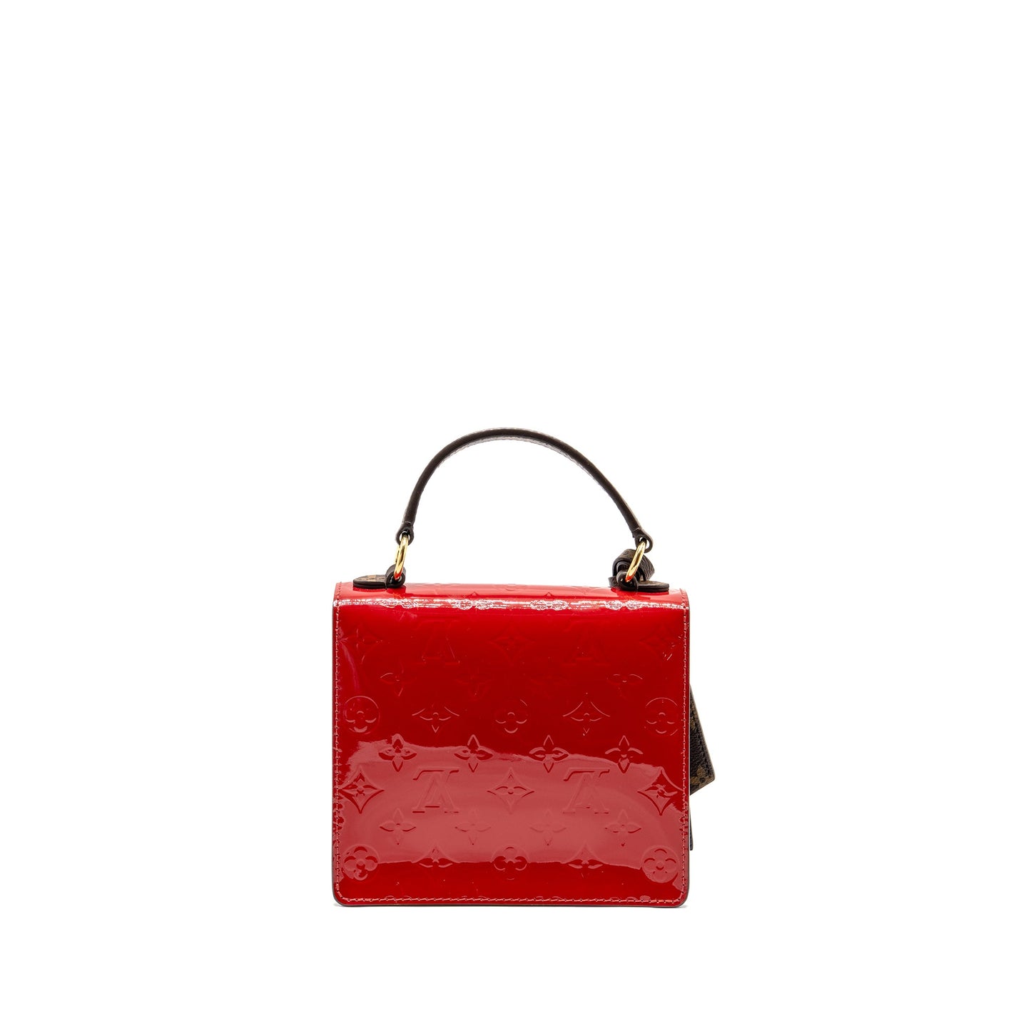 Louis Vuitton Spring Street Purse Patent//Monogram Canvas Red/Dark Blue/Brown