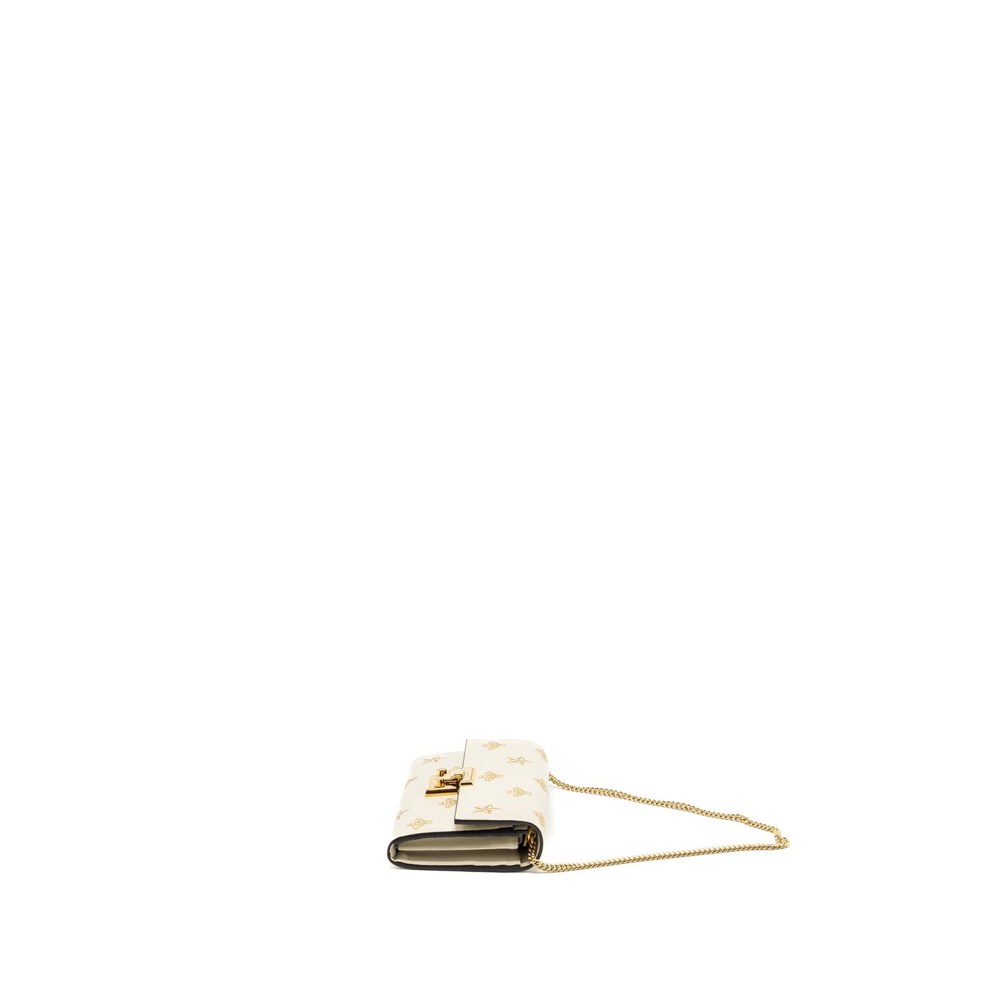 Gucci Mini Padlock Pouch With Chain with Bee Printed Calfskin White/Gold