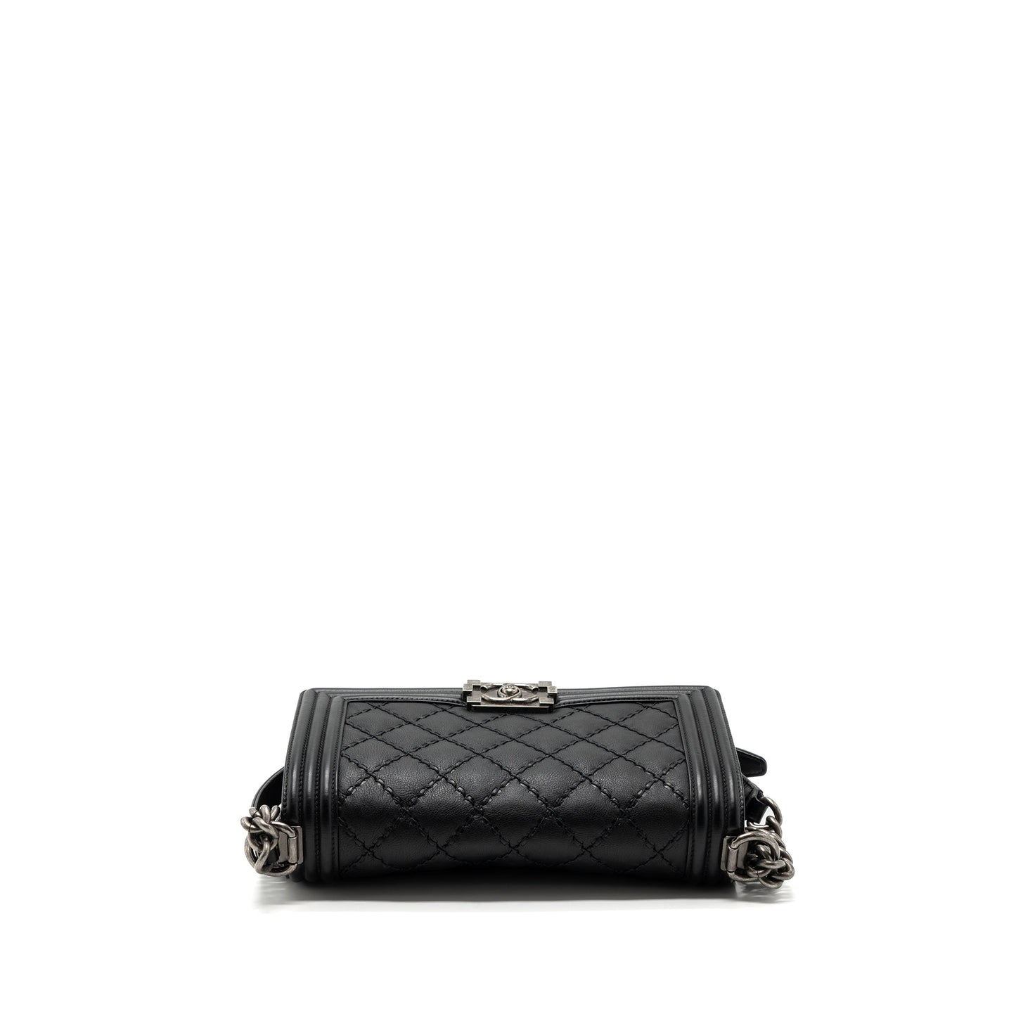 Chanel medium boy bag calfskin black ruthenium hardware