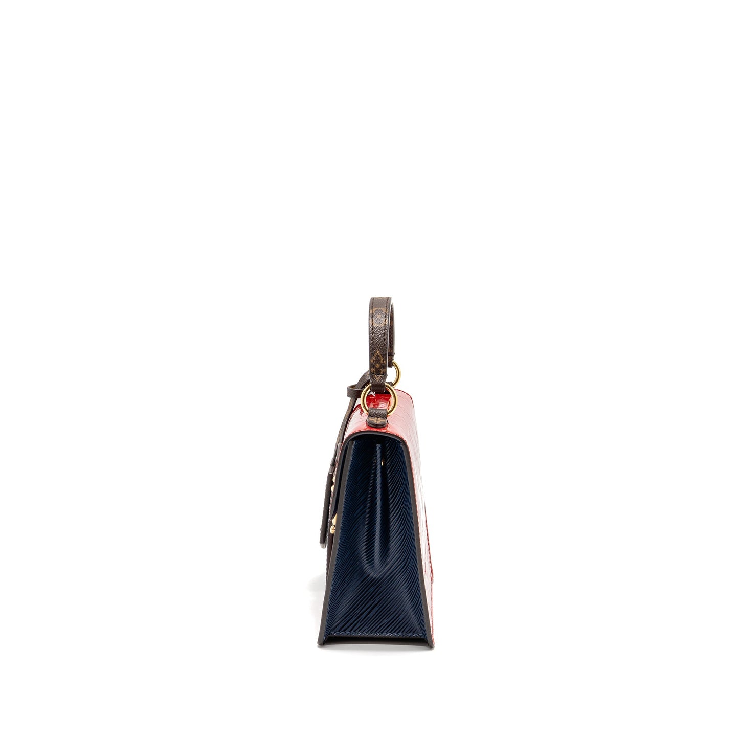Louis Vuitton Spring Street Purse Patent//Monogram Canvas Red/Dark Blue/Brown