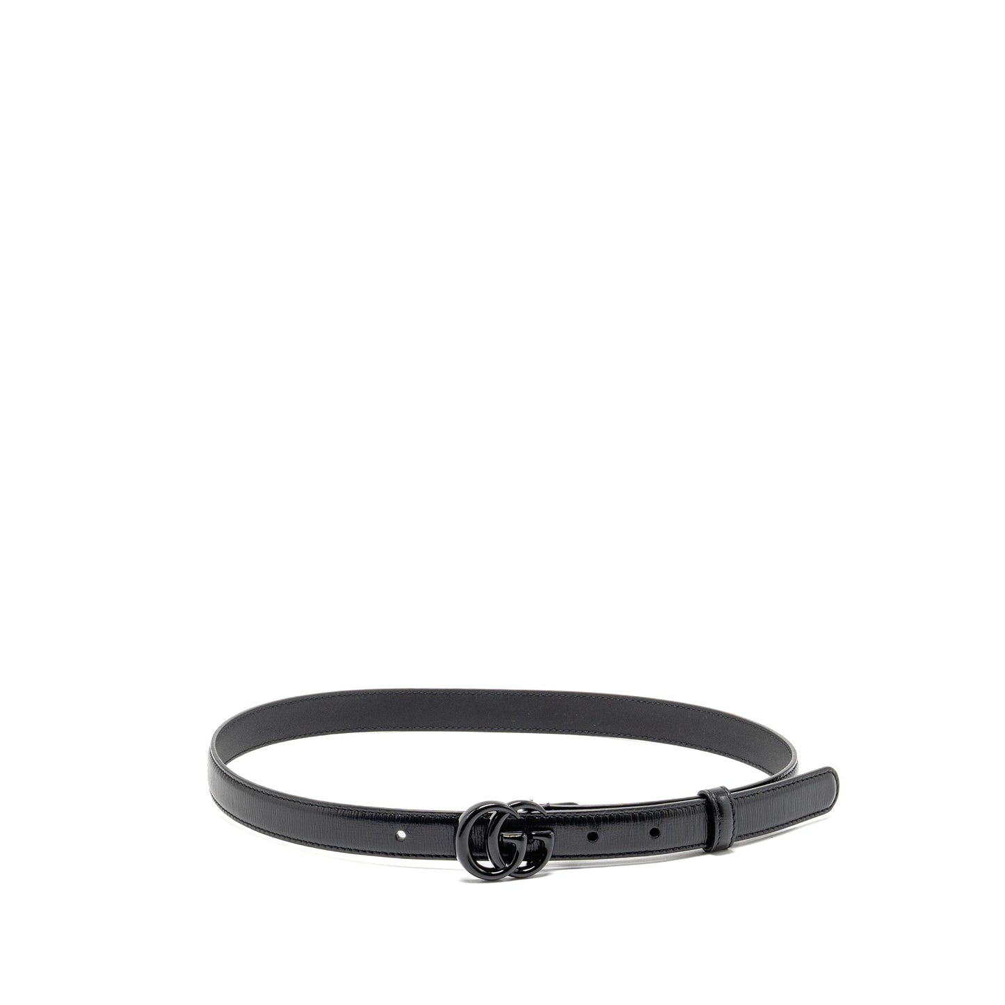Gucci Size 75 Marmont 20MM Thin Belt Black Leather Black Hardware