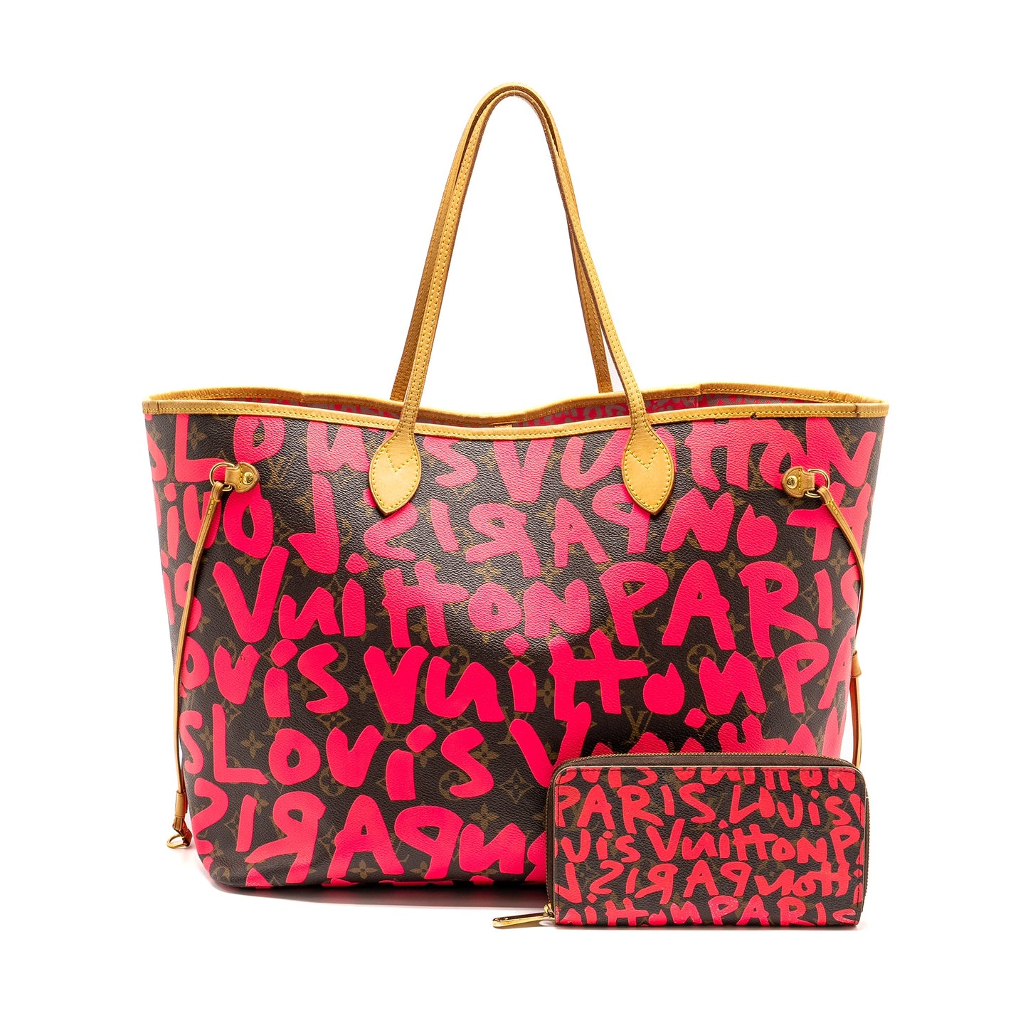 Louis Vuitton neverfull Stephen Sprouse pink monogram graffiti coated / zip wallet (sell in a set)