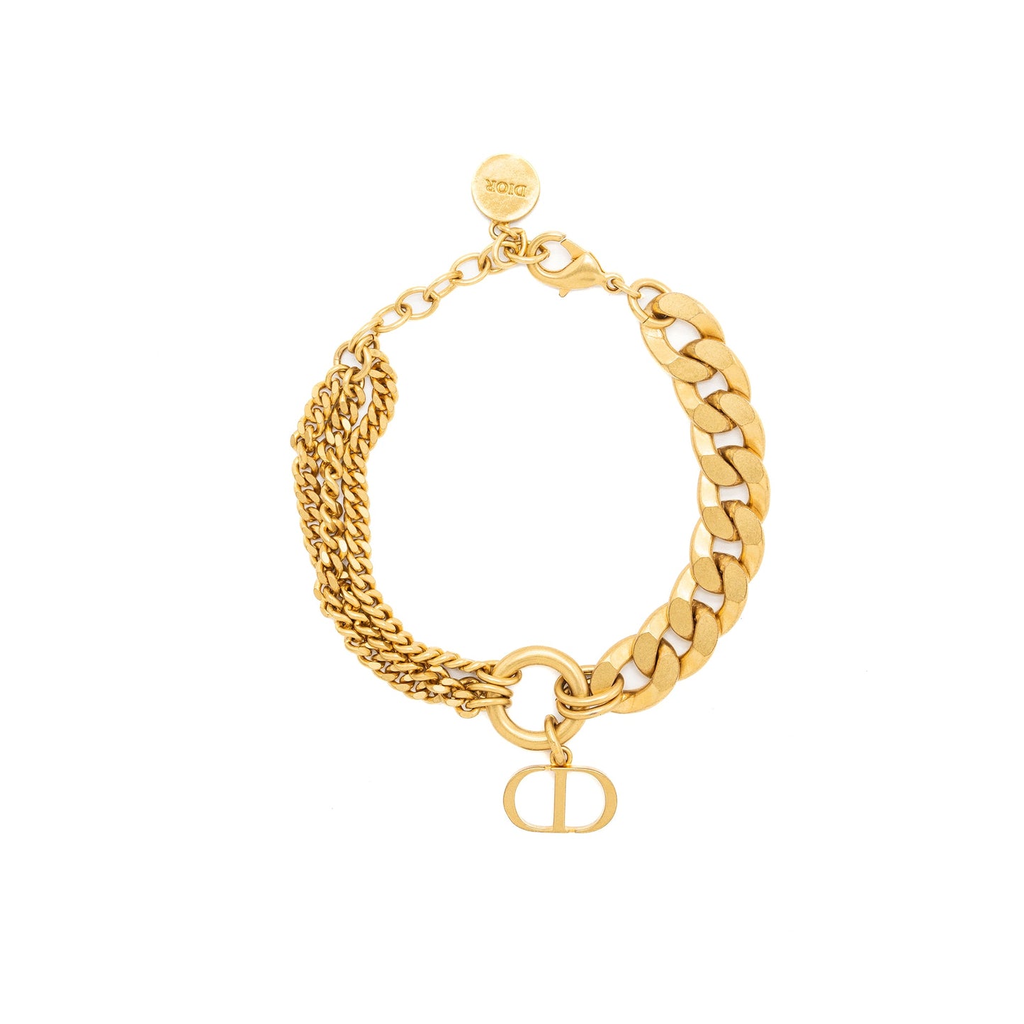 Dior and chain bracelet brushed gold tone