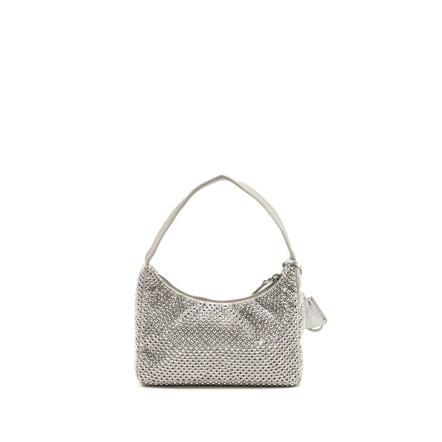 Prada Re-Edition Satin Crystal Mini Purse Silver