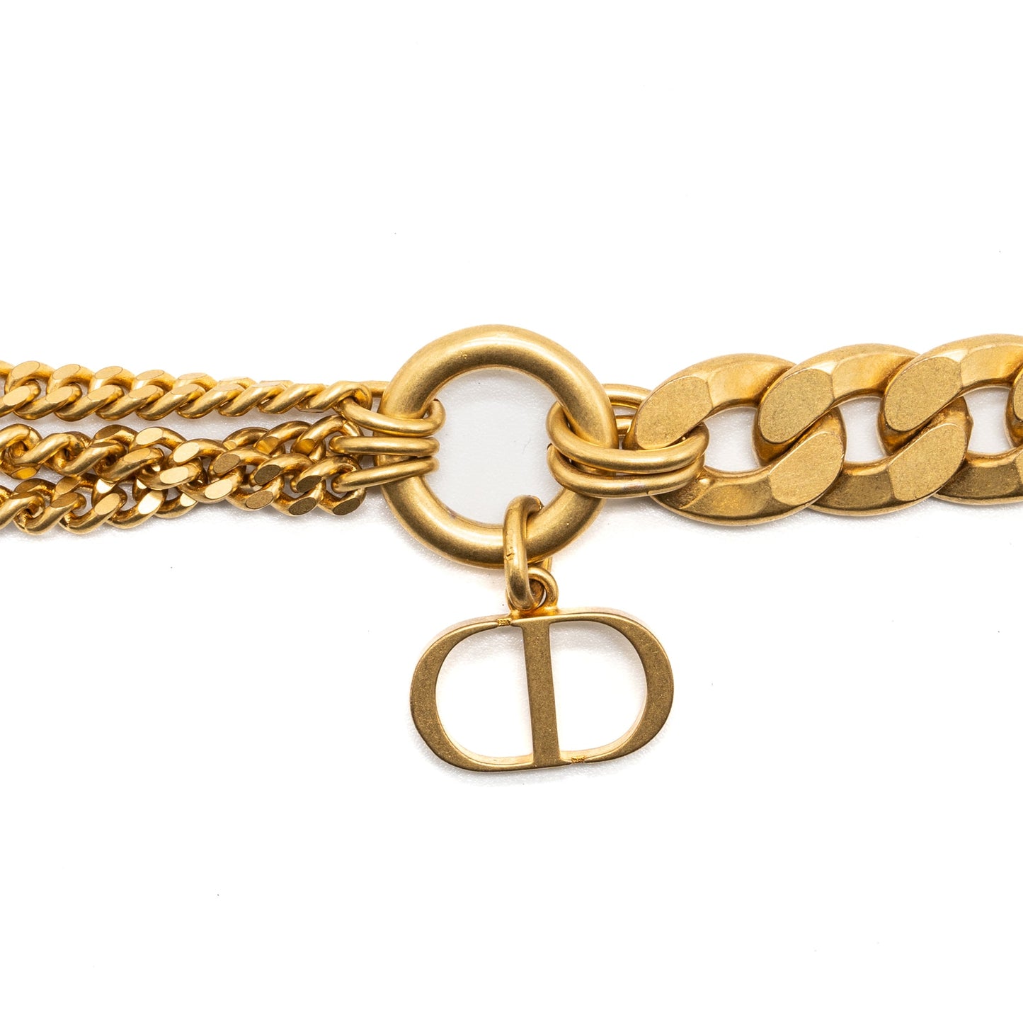 Dior and chain bracelet brushed gold tone
