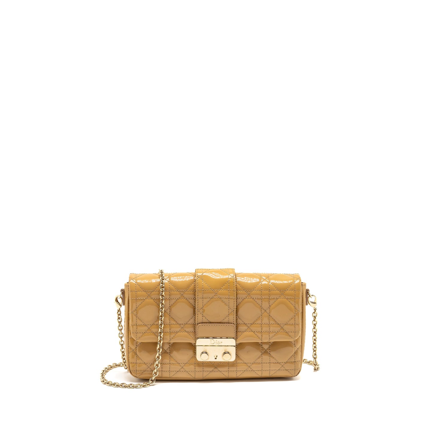 Dior Miss Dior Wallet On Chain Cannage Patent Beige