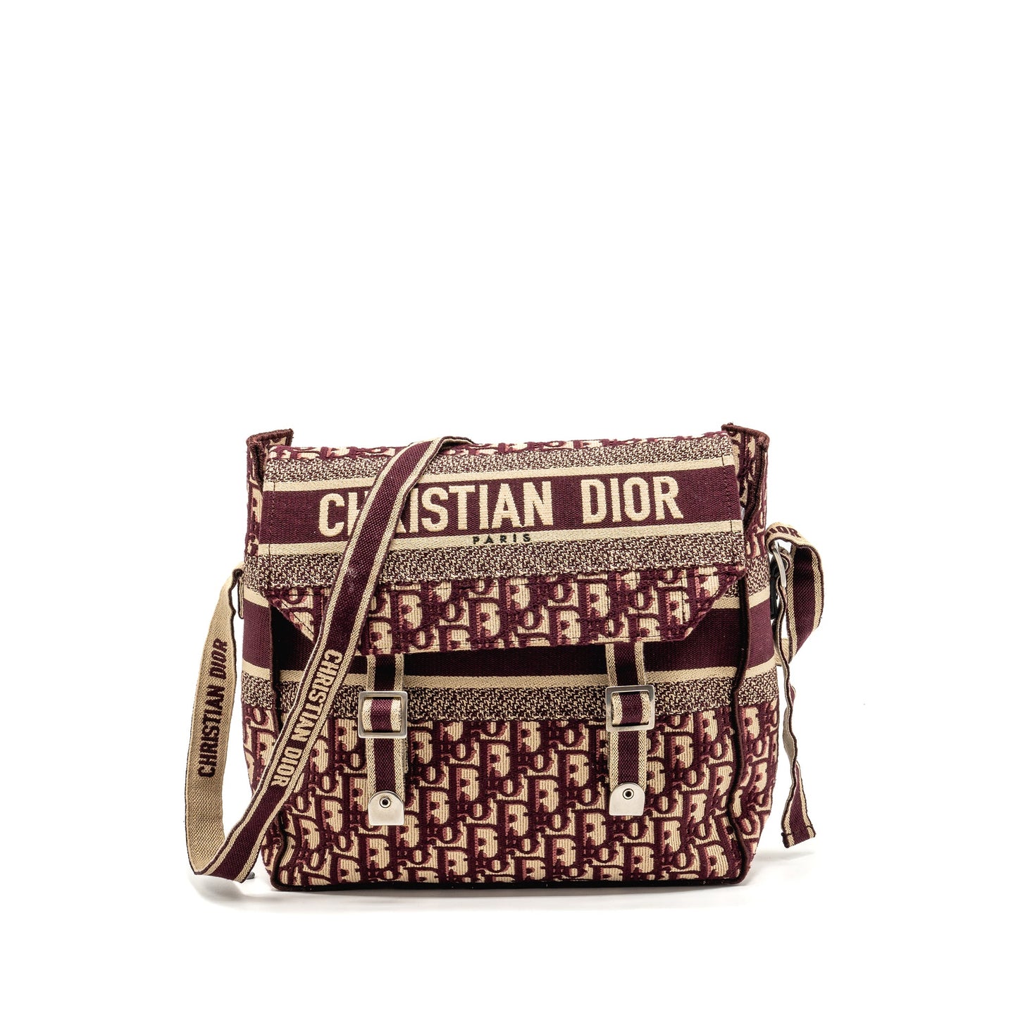 Dior Crossbody Messenger Purse Oblique Canvas Burgundy/Beige