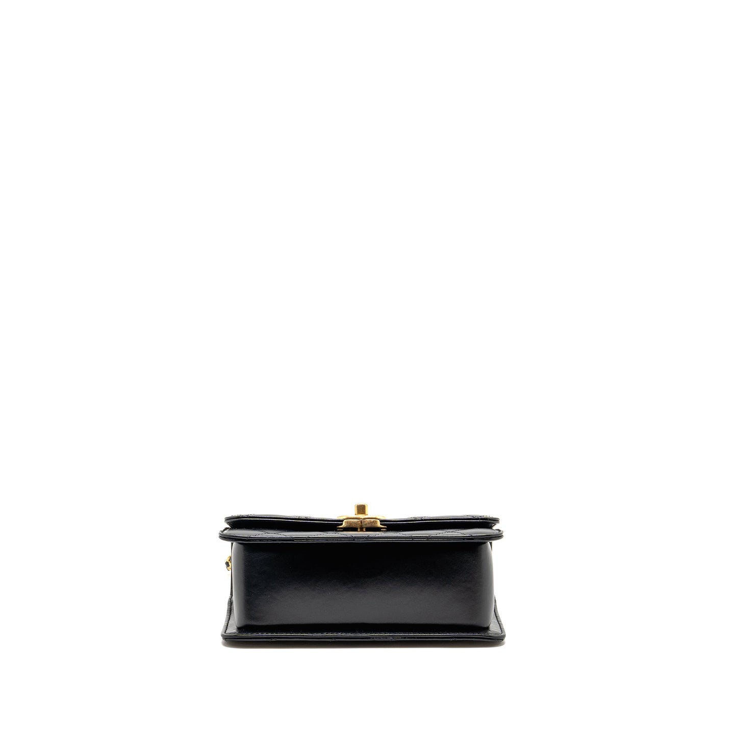 Chanel gold crush flap bag calfskin black GHW (microchip)
