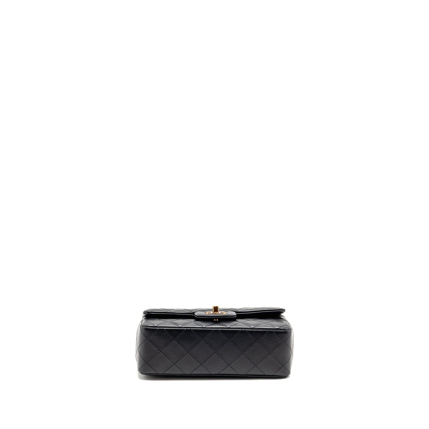 Chanel Mini Rectangular Flap Bag Lambskin Black RGHW (Microchip)