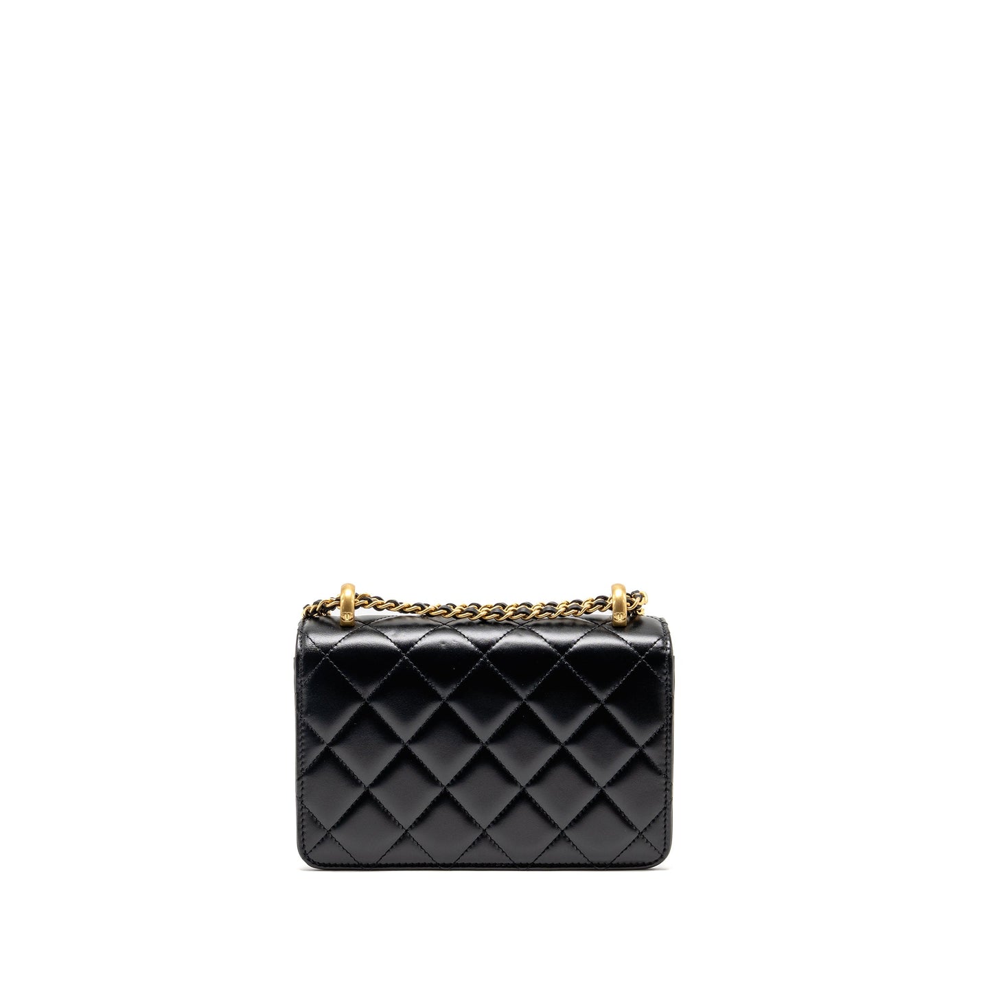 Chanel gold crush flap bag calfskin black GHW (microchip)