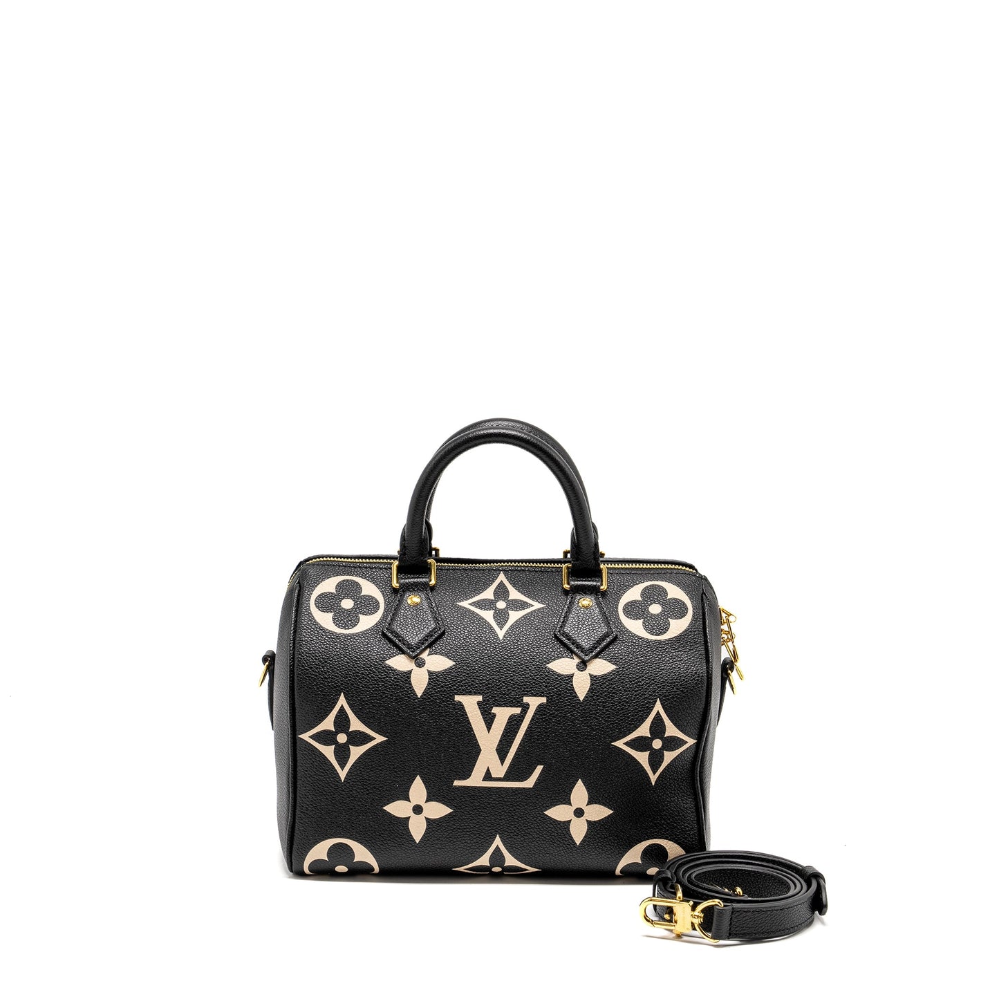 Louis Vuitton Speedy 25 Bandouliere Bicolor Monogram Empreinte Black
