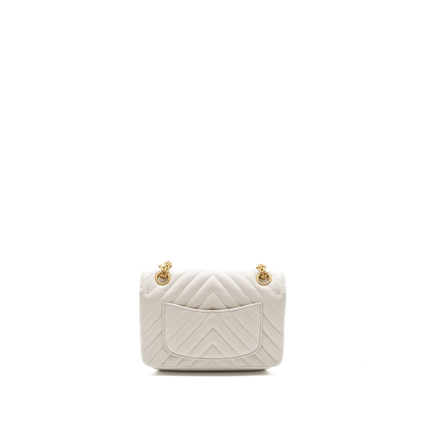 Chanel mini chevron 2.55 reissue flap bag calfskin white GHW (microchip)