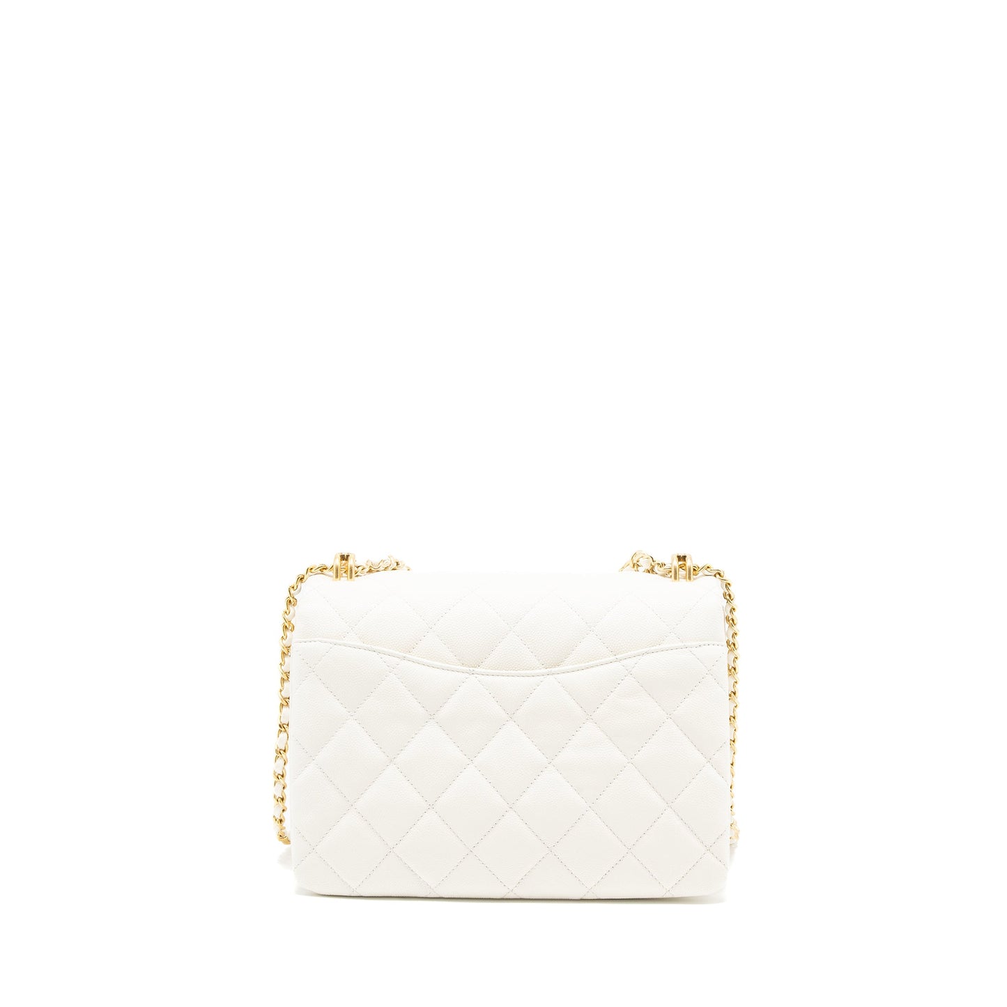 Chanel 21K Coco First Caviar White Brushed GHW (Microchip)