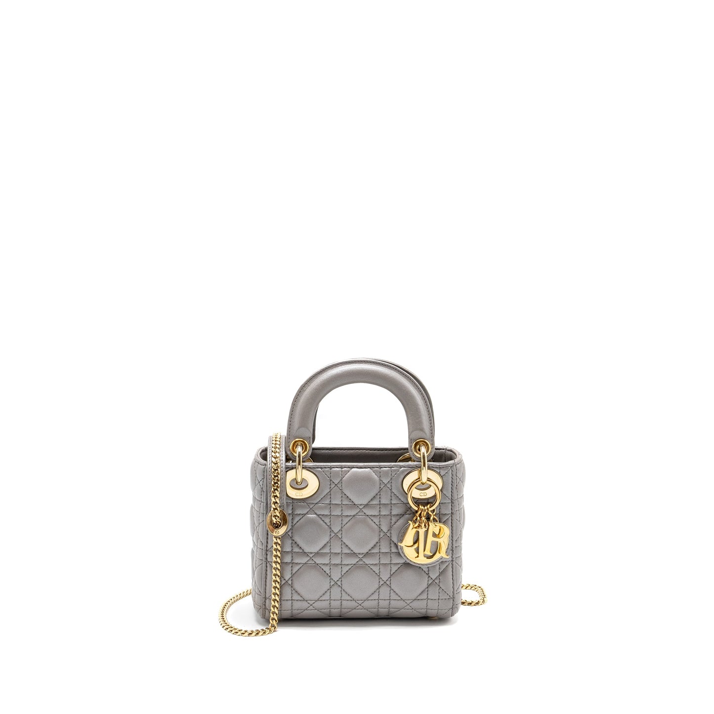 Dior Mini Lady Dior Lambskin Iridescent Grey