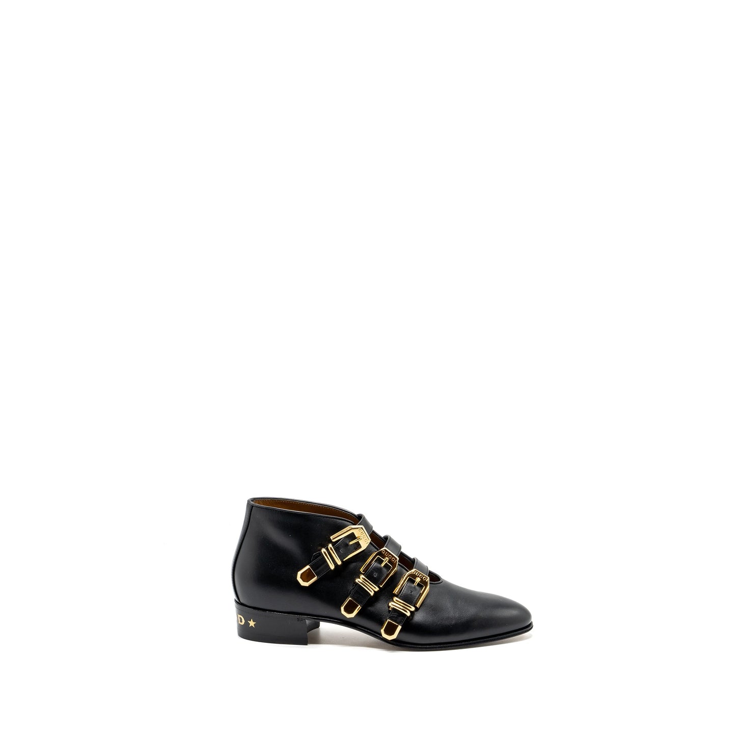 Gucci size 38 triple buckle ankle boots black