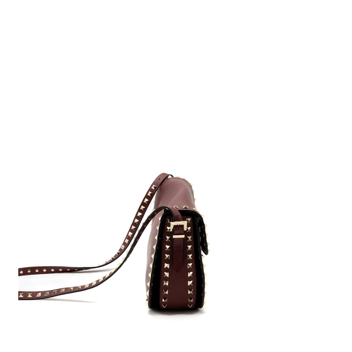 Valentino Rockstud Flap Purse Calfskin Red