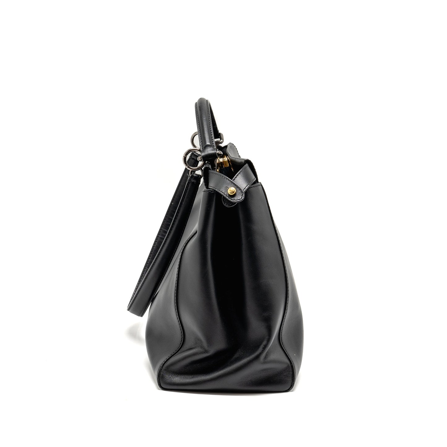 Fendi Large Peekaboo Purse Calfskin Black