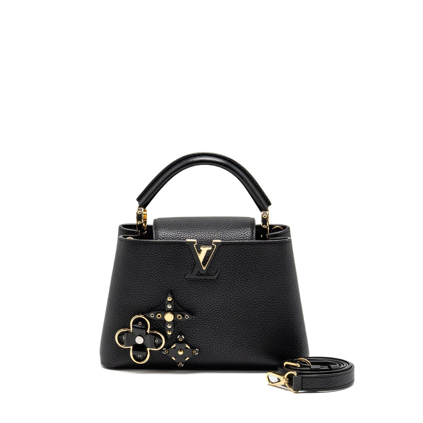 Louis Vuitton Capucines with Monogram Flower Embellishments Taurillon Black