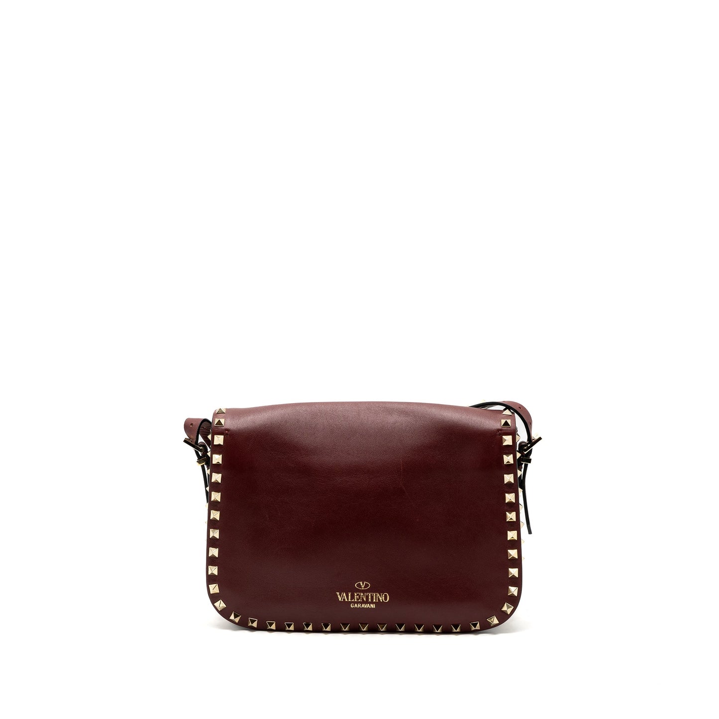 Valentino Rockstud Flap Purse Calfskin Red