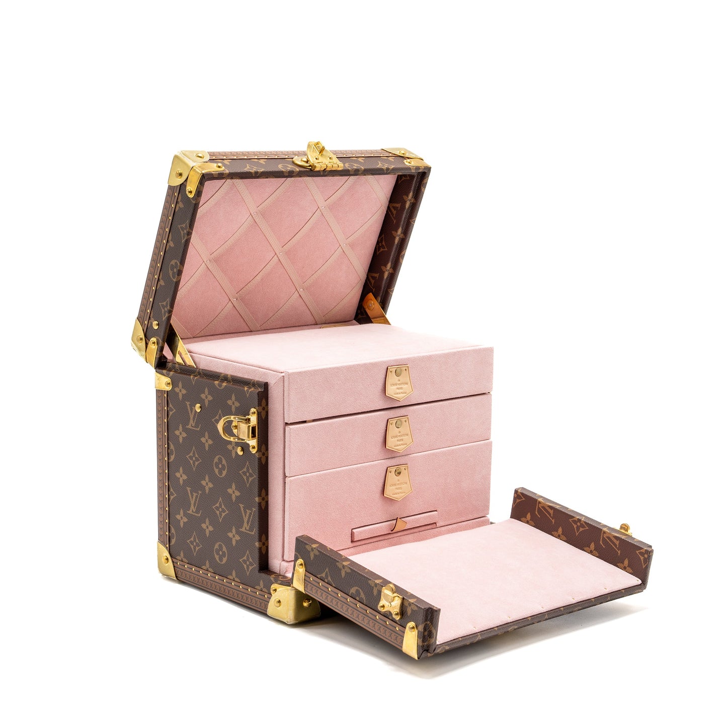 Louis Vuitton Boite Jewellery trunk box monogram canvas / rose ballerine