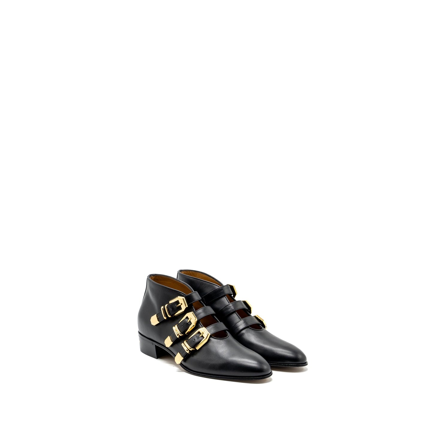Gucci size 38 triple buckle ankle boots black