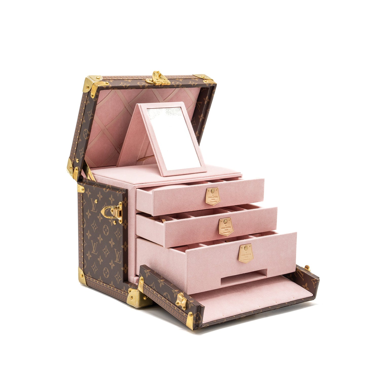 Louis Vuitton Boite Jewellery trunk box monogram canvas / rose ballerine