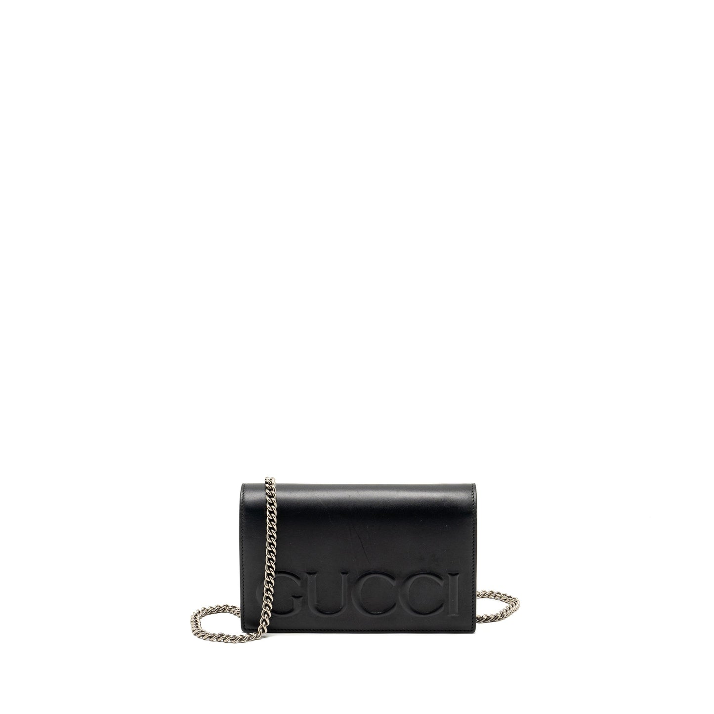 Gucci flap wallet on chain calfskin black
