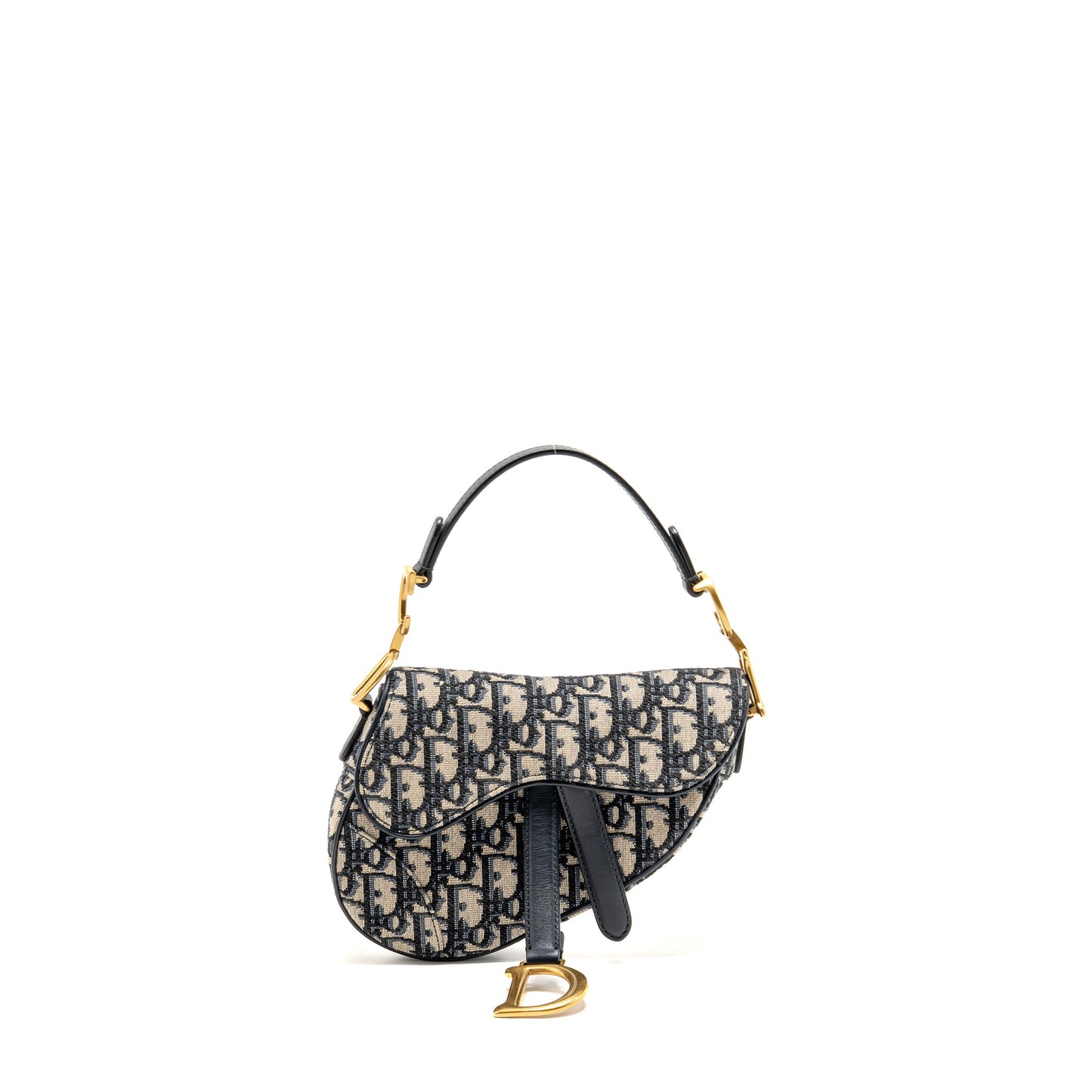 Dior Mini Saddle Purse Blue Oblique Jacquard Canvas